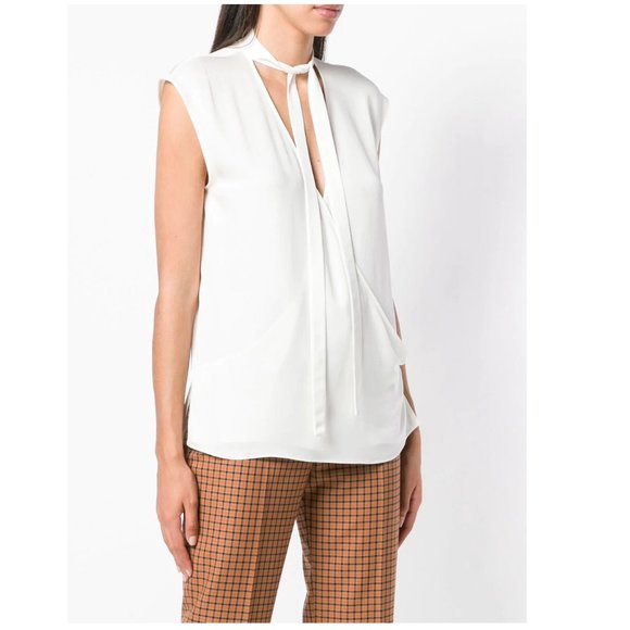 NWT Theory Tie Front Silk Top - Picture 4 of 14